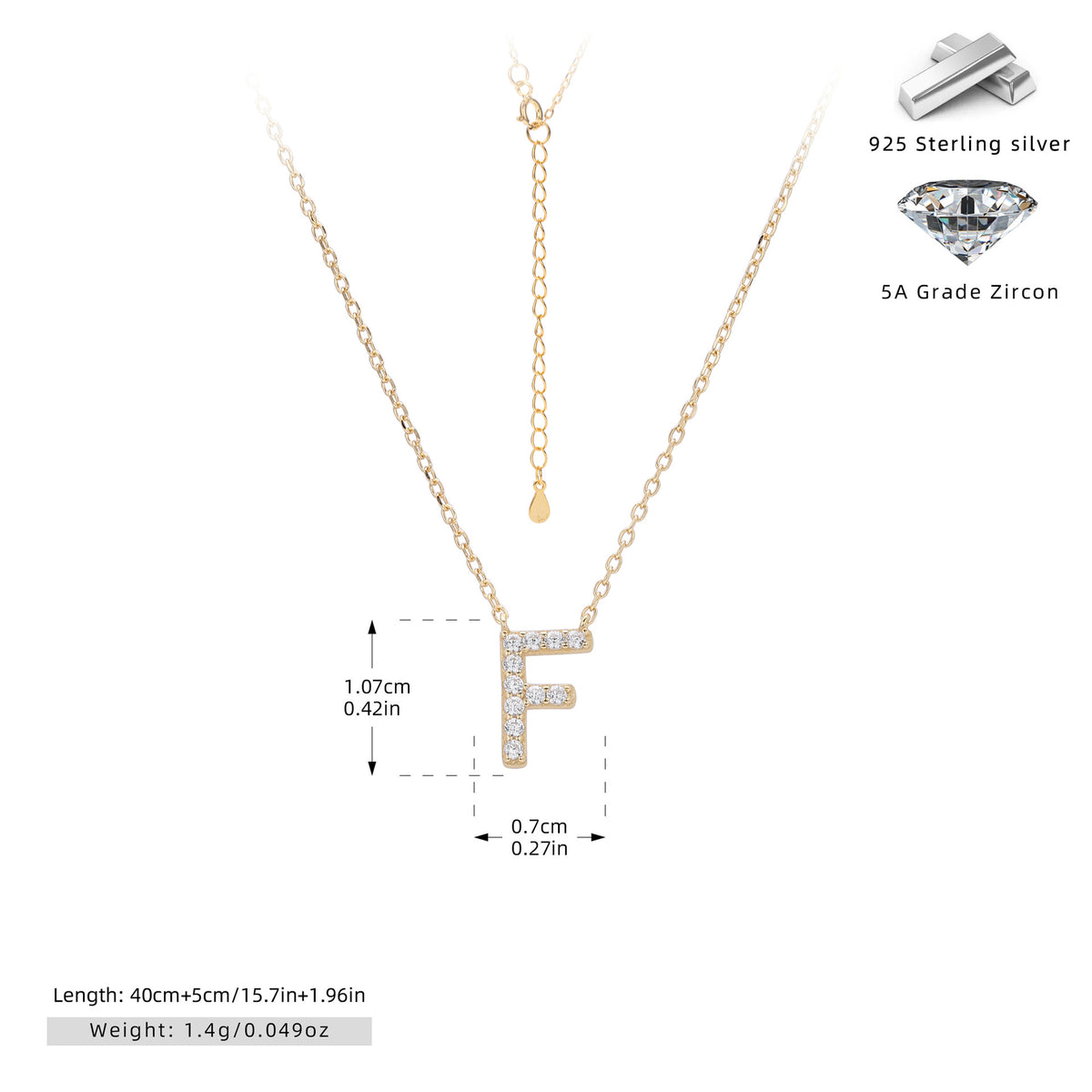 Simple Zircon Necklace With English Letters – image 45