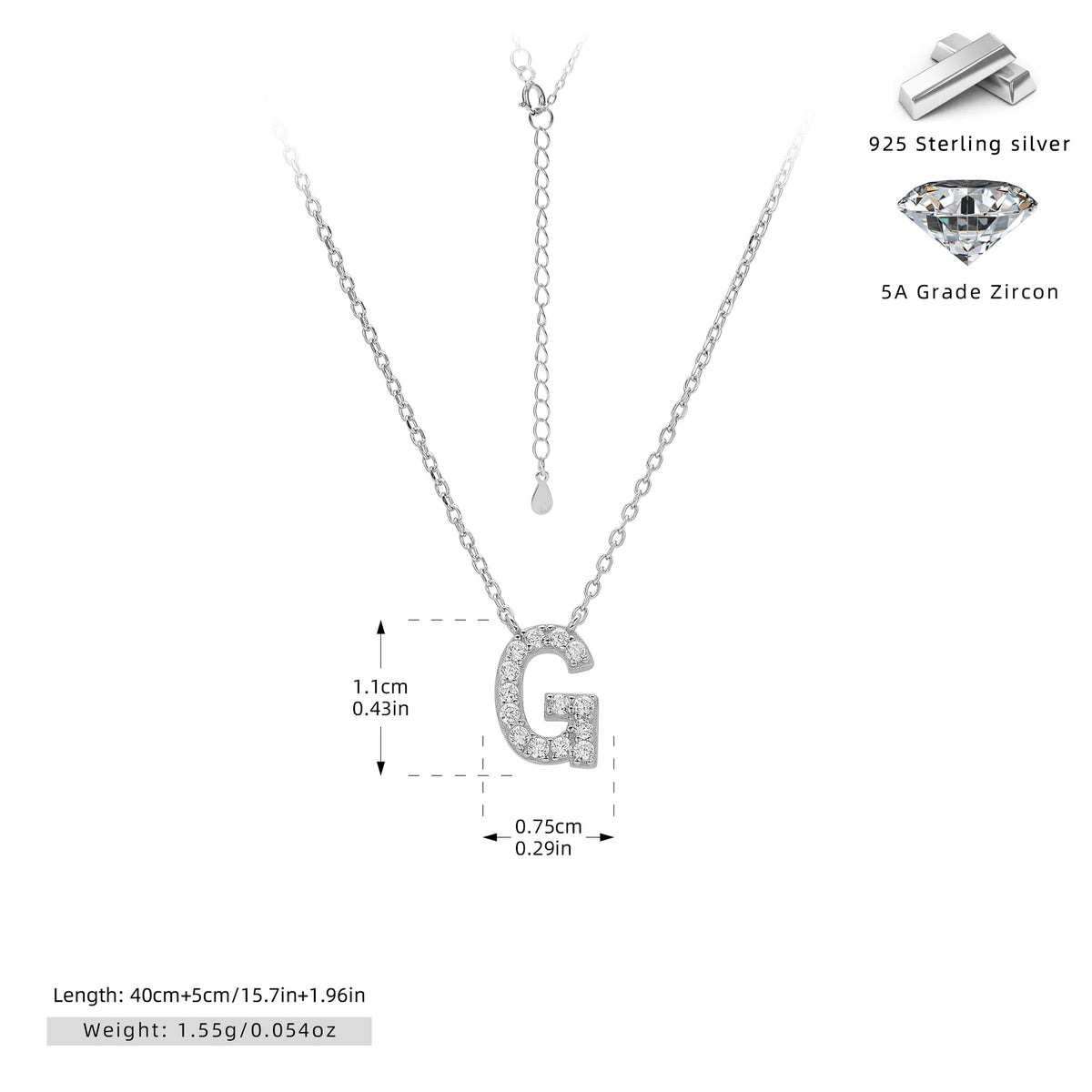 Simple Zircon Necklace With English Letters – image 46