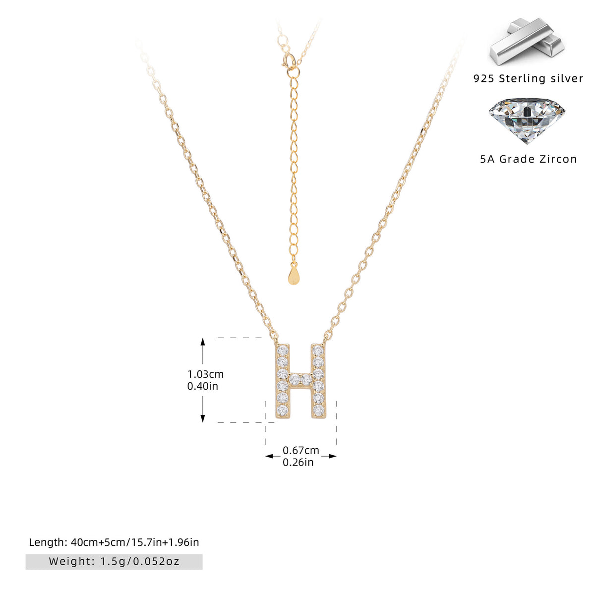 Simple Zircon Necklace With English Letters – image 49