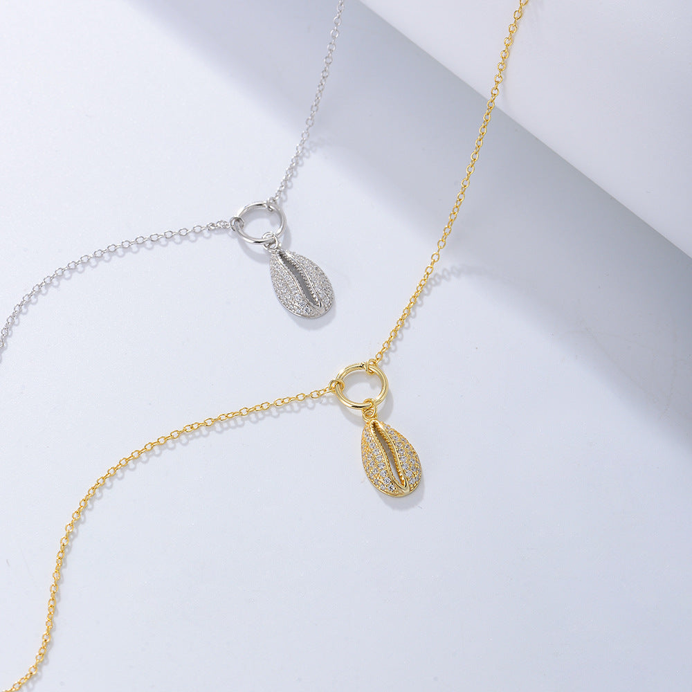 Geometric Shell-Shaped Zircon Anklet