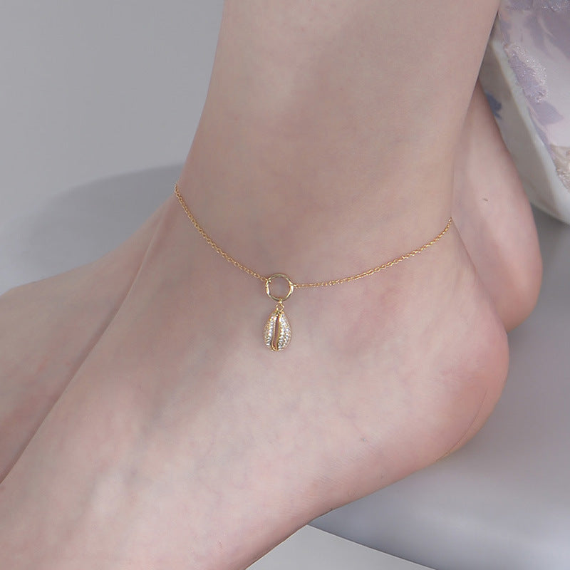 Geometric Shell-Shaped Zircon Anklet – wholesale anklets
