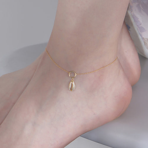 Geometric Shell-Shaped Zircon Anklet – wholesale anklets