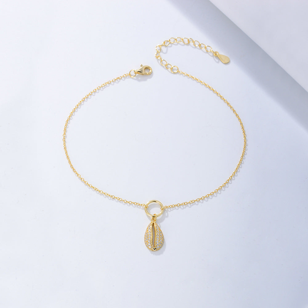 Geometric Shell-Shaped Zircon Anklet – image 4