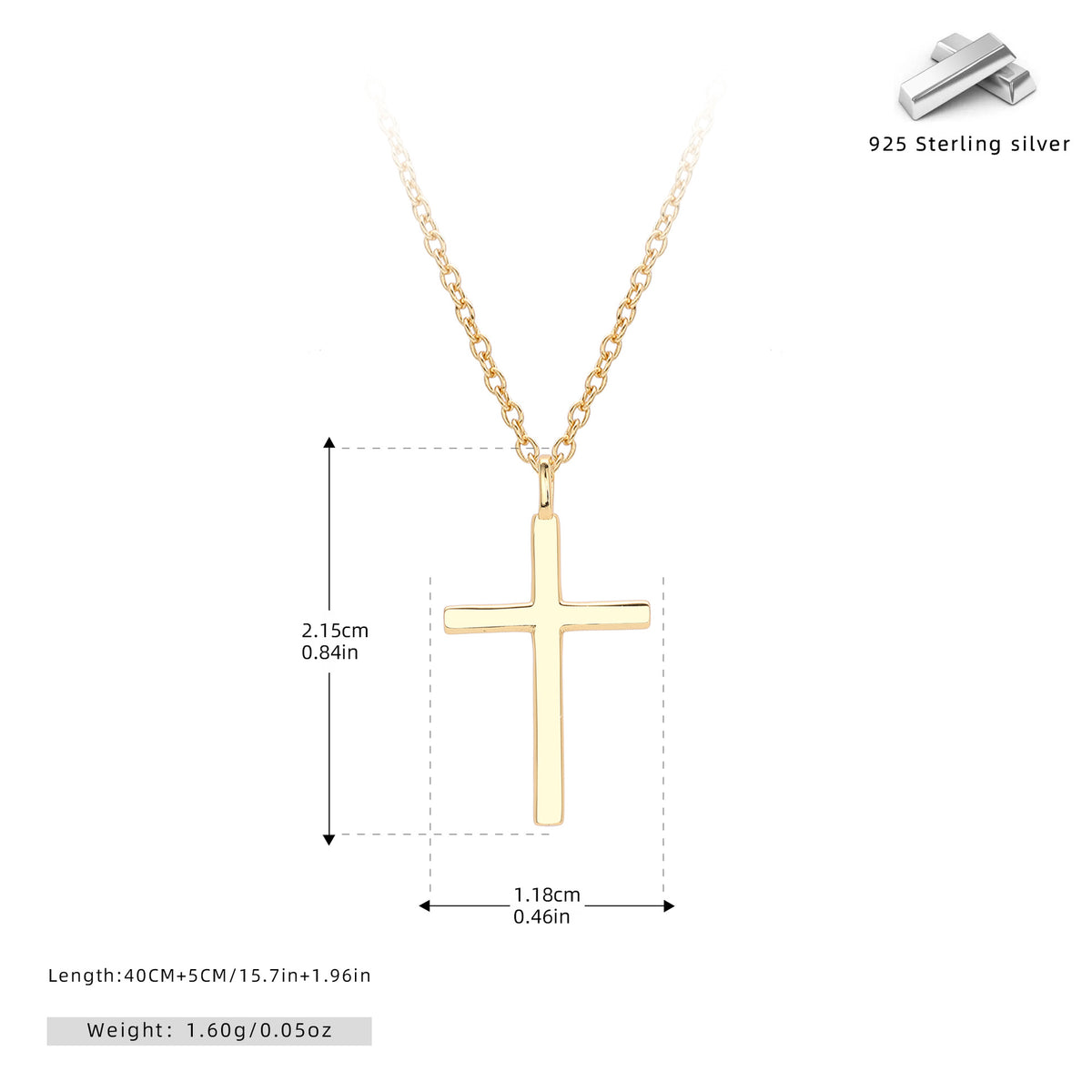 Simple Polished Cross Necklace – image 12