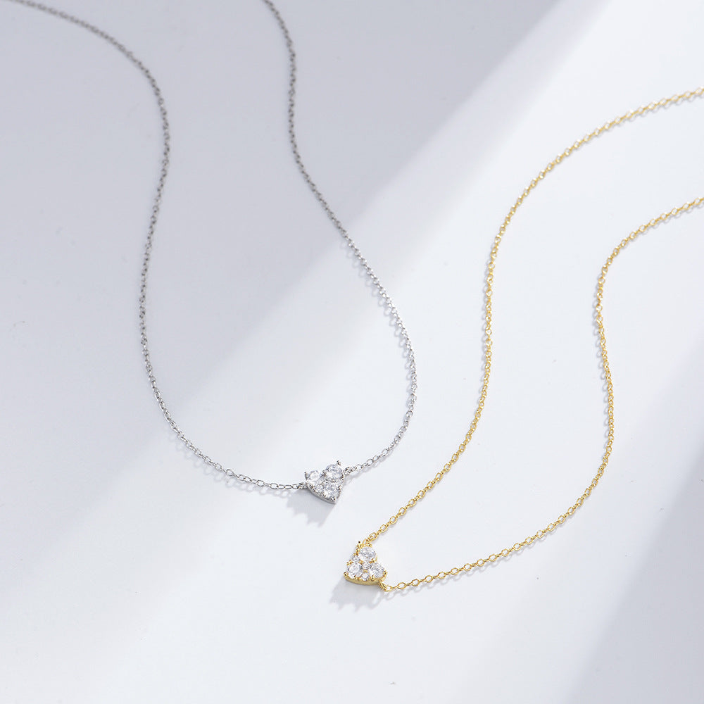 Small Zircon Diamond Loving Heart-Shaped Necklace
