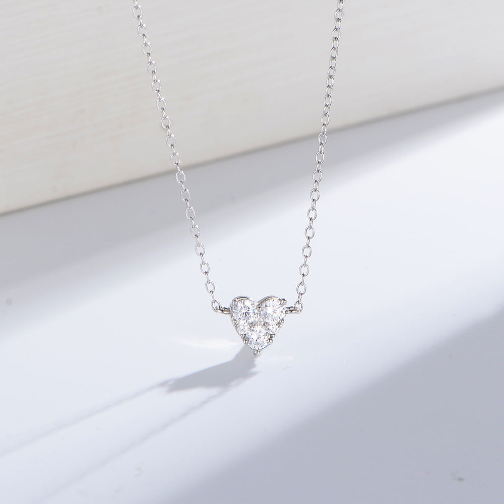 Small Zircon Diamond Loving Heart-Shaped Necklace – image 4