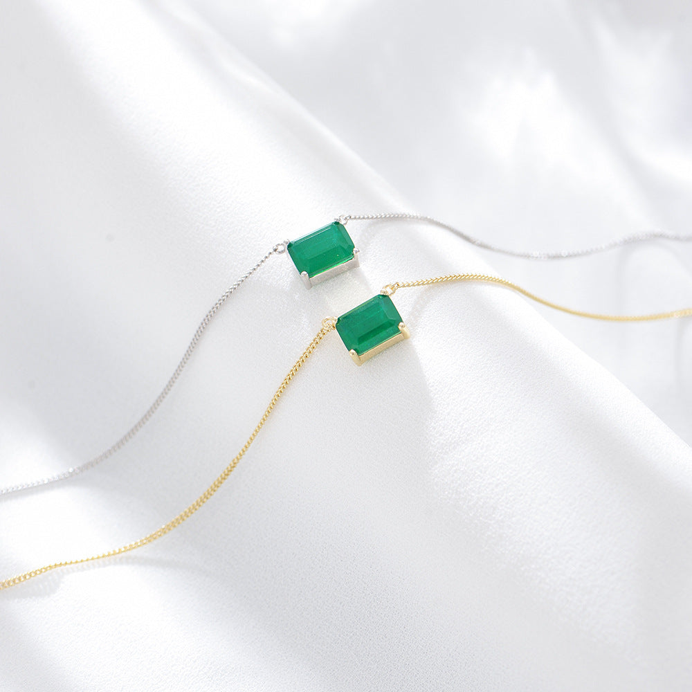 Square Emerald Zircon Necklace