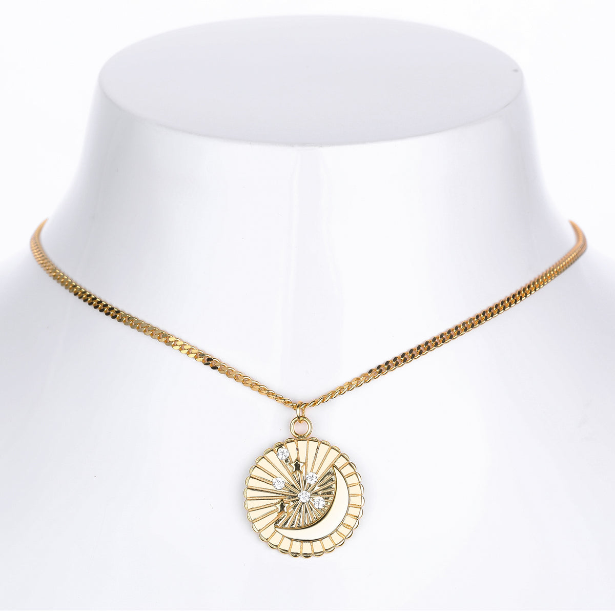 Star and Moon Zircon Pendant Necklace – wholesale silver necklaces