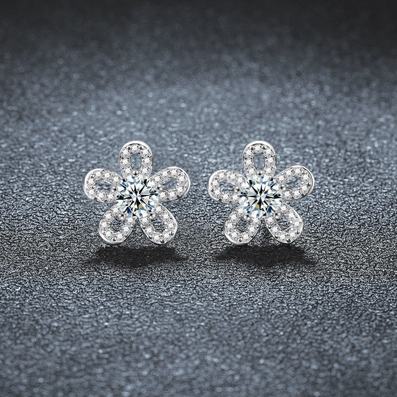 Sunflower Pearl Moissanite Earrings – wholesale moissanite jewelry