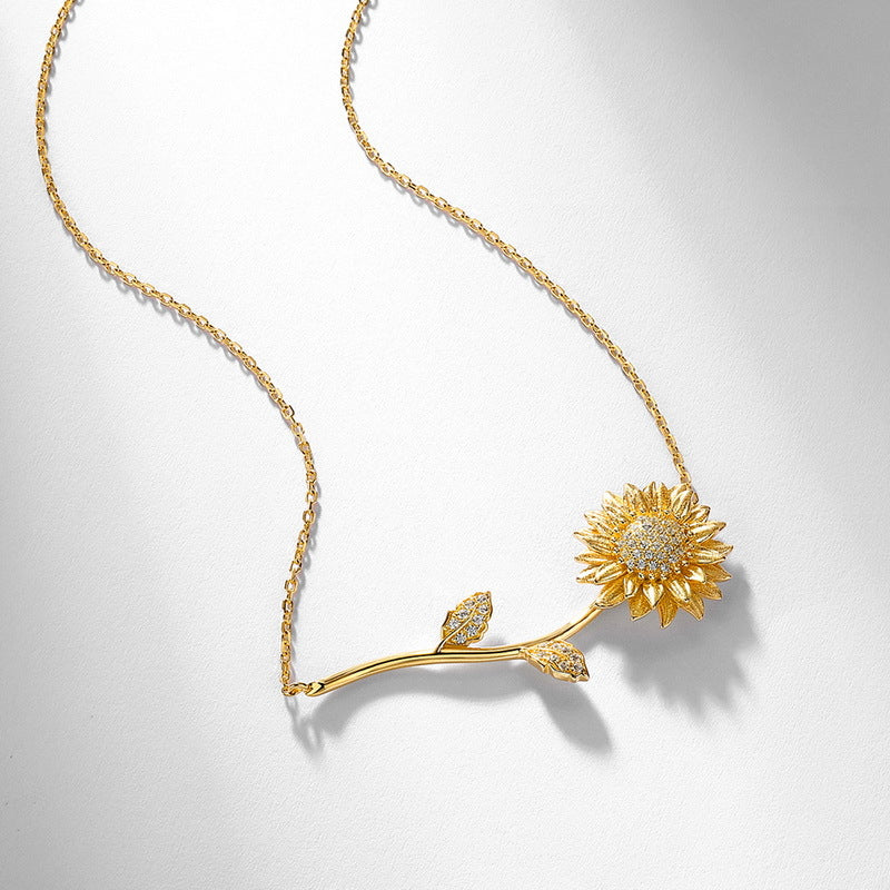 Sunflower Zircon Pendant Necklace – wholesale silver necklaces
