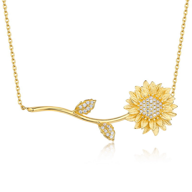 Sunflower Zircon Pendant Necklace – image 4