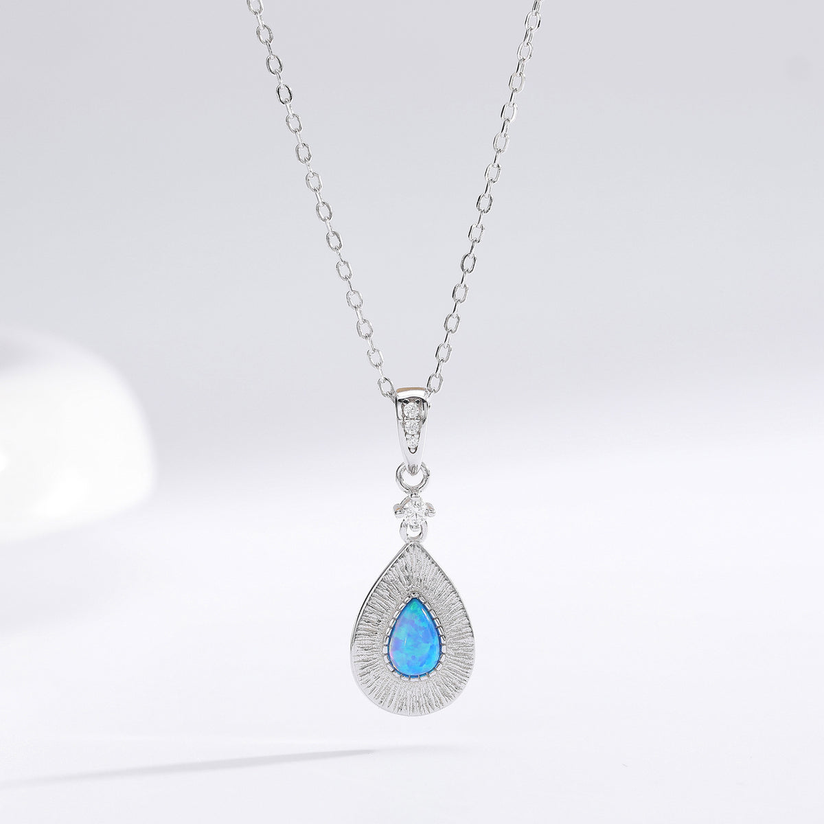 Teardrop Opal Necklace with Zircon