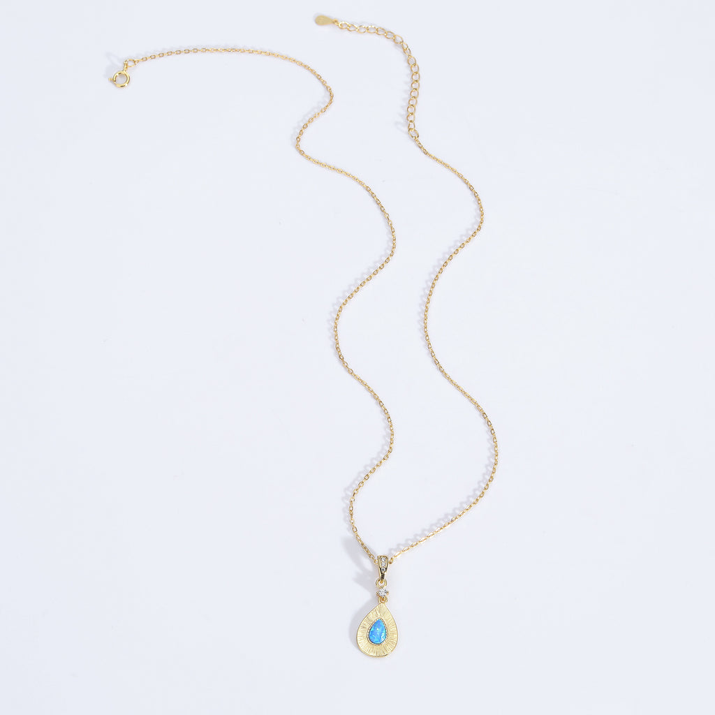 Teardrop Opal Necklace with Zircon – image 10