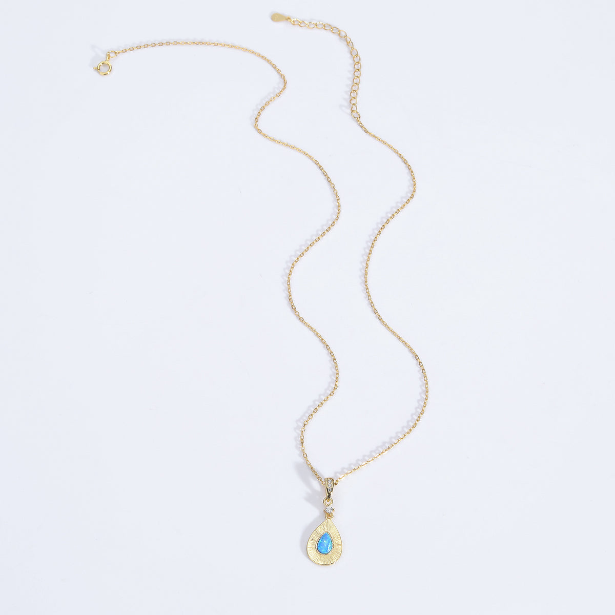 Teardrop Opal Necklace with Zircon – image 10