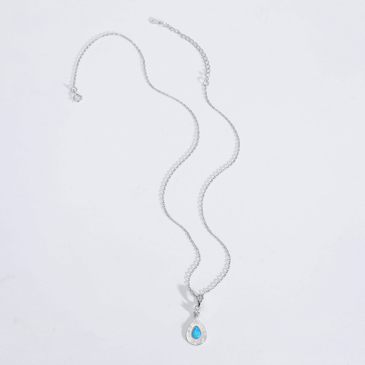 Teardrop Opal Necklace with Zircon – image 11