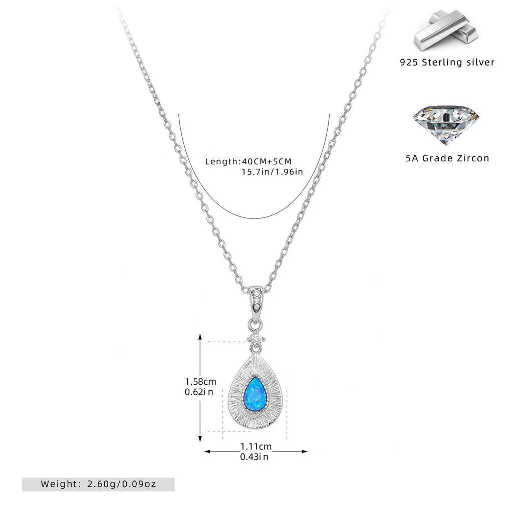 Teardrop Opal Necklace with Zircon – image 12