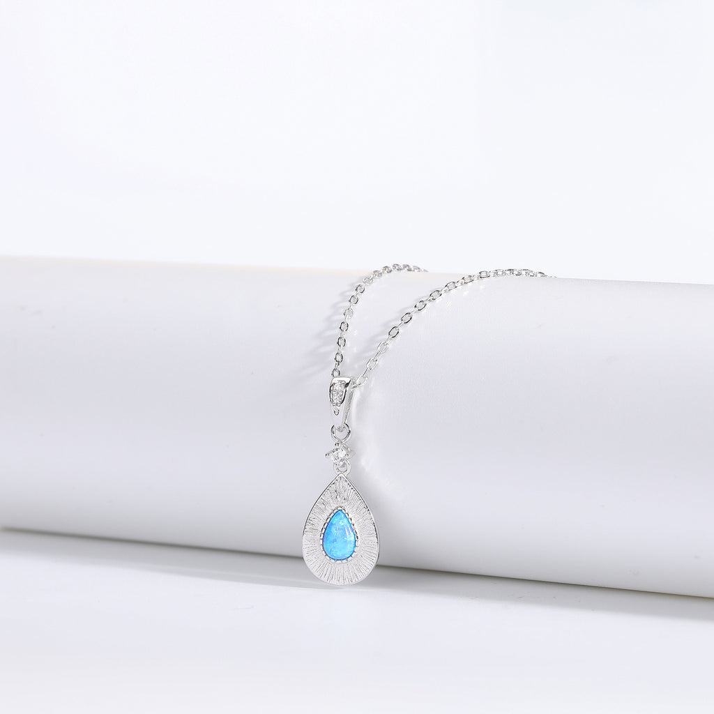 Teardrop Opal Necklace with Zircon – image 5