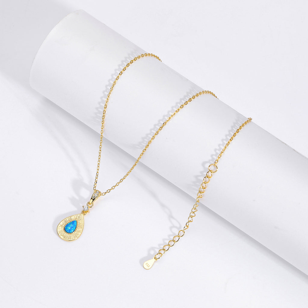 Teardrop Opal Necklace with Zircon – image 6