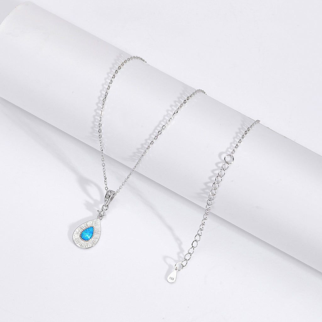 Teardrop Opal Necklace with Zircon – image 7