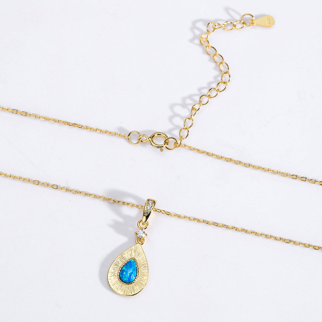 Teardrop Opal Necklace with Zircon – image 8