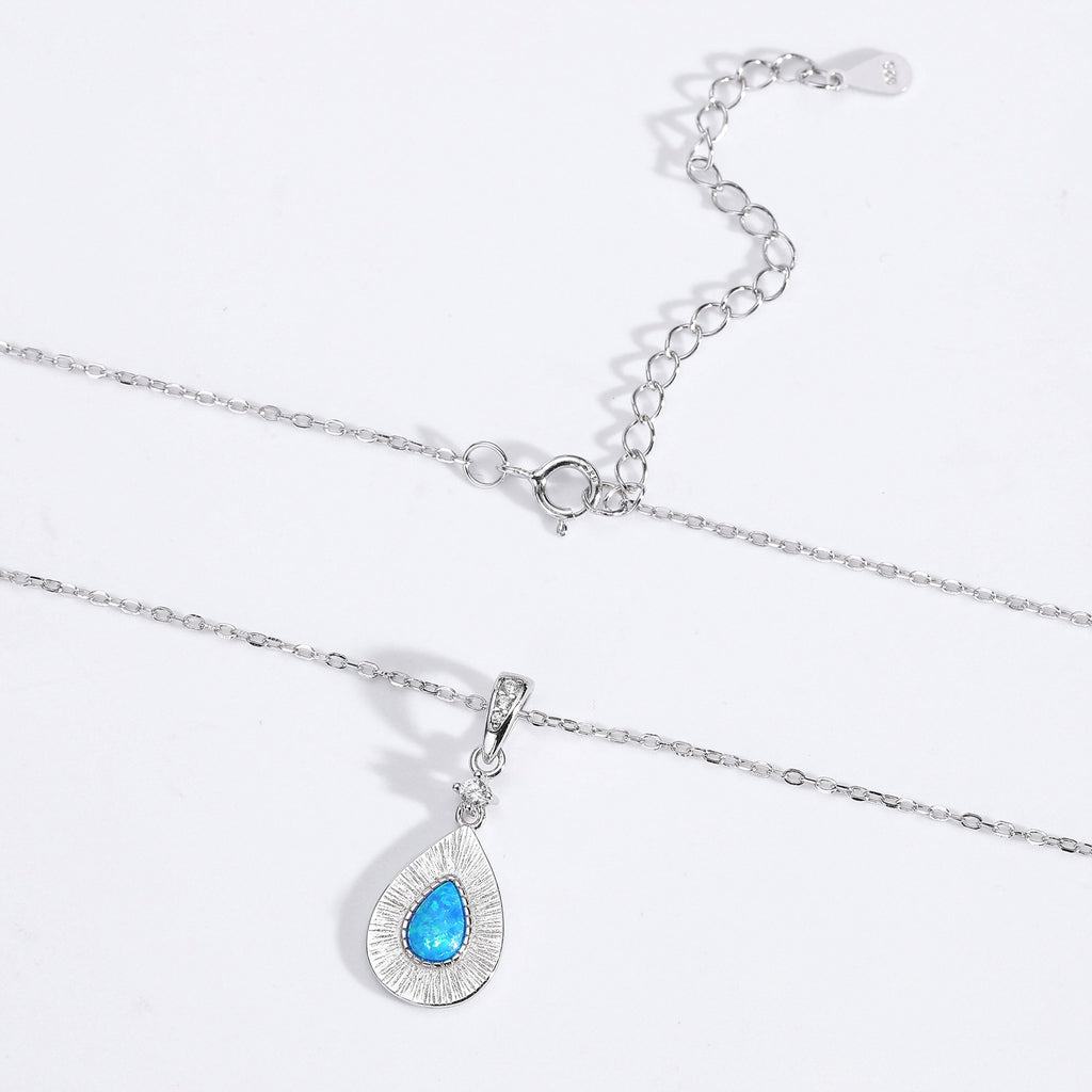 Teardrop Opal Necklace with Zircon – image 9