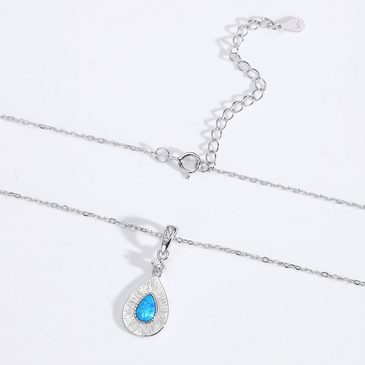 Teardrop Opal Necklace with Zircon – image 9