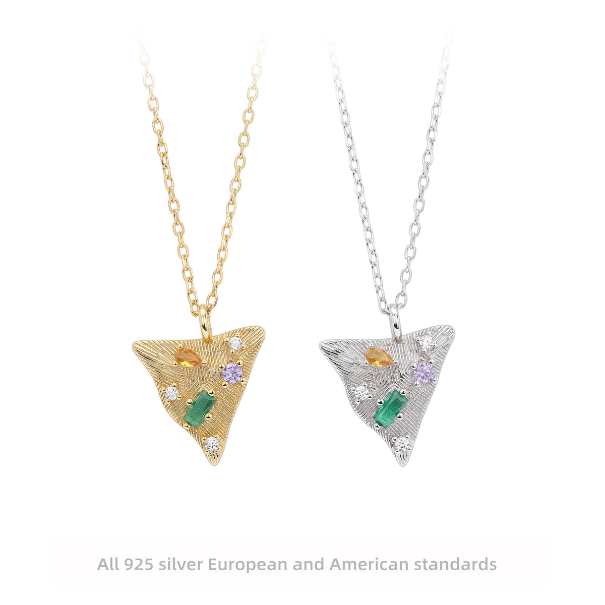Triangle Zircon Pendant Necklace