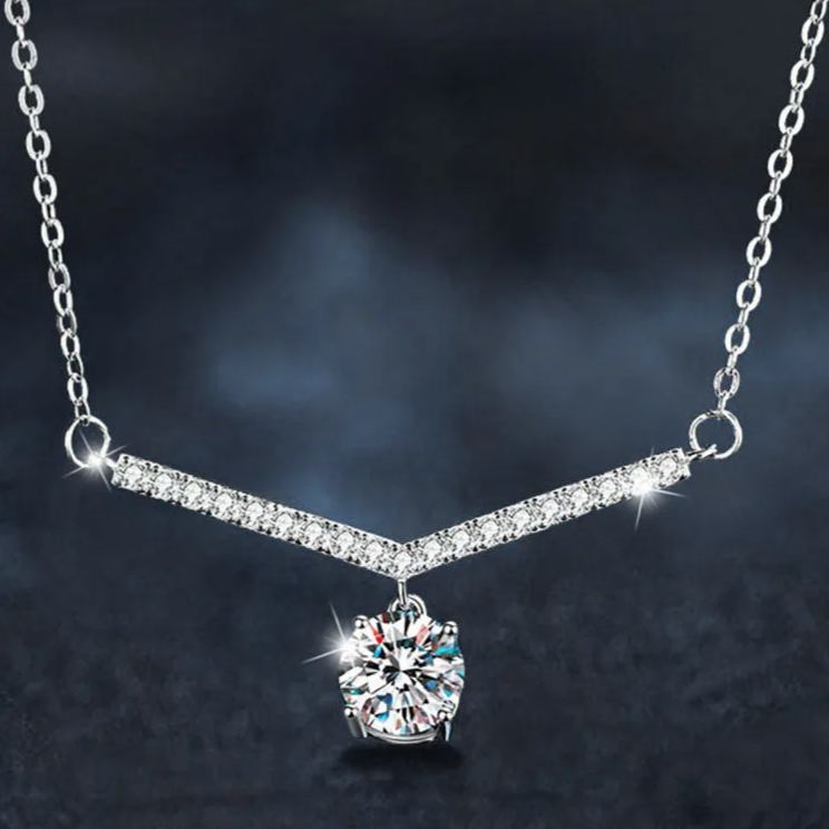 V-Bar Moissanite Drop Necklace – moissanite wholesale