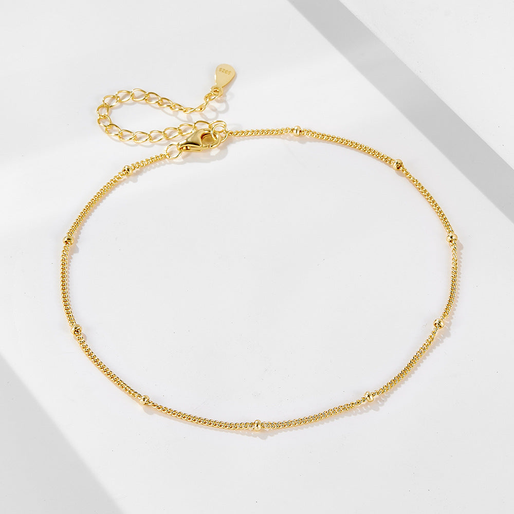 Vintage 14K Gold Small Beads Anklet