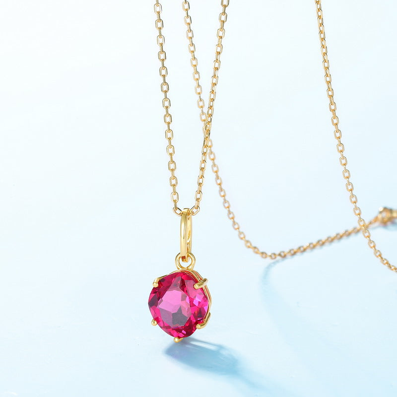 Wine Red Corundum Pendant Necklace – gemstone jewelry supplier