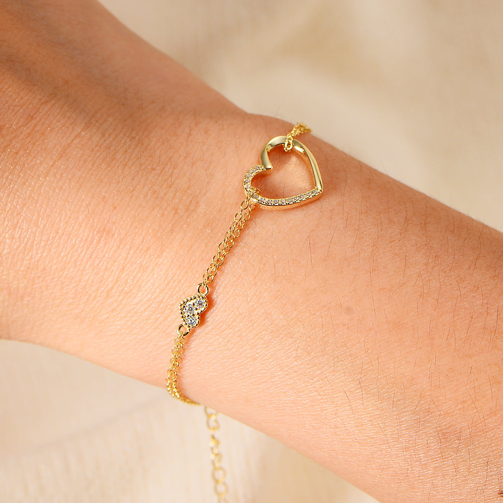 Zircon Heart Double-Layer Bracelet – bracelet supplier