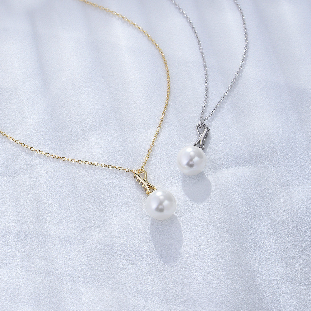 Zircon Pendant Pearl Necklace