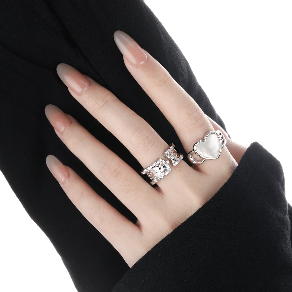 Textured Scale CZ Open Band Ring – image 4