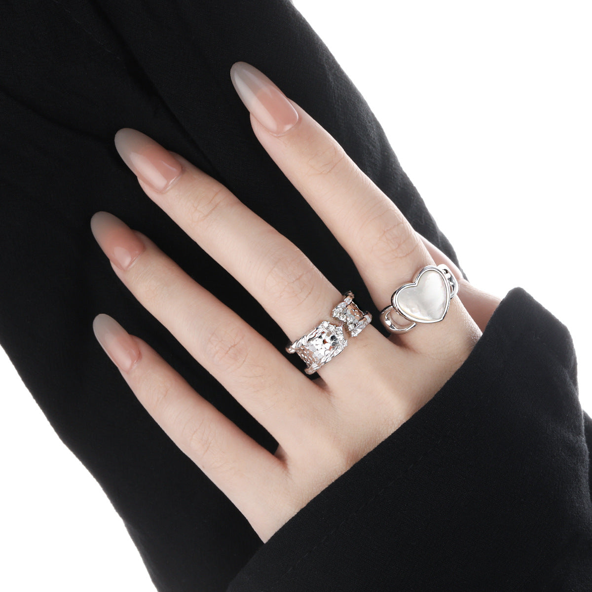 Textured Scale CZ Open Band Ring – image 4