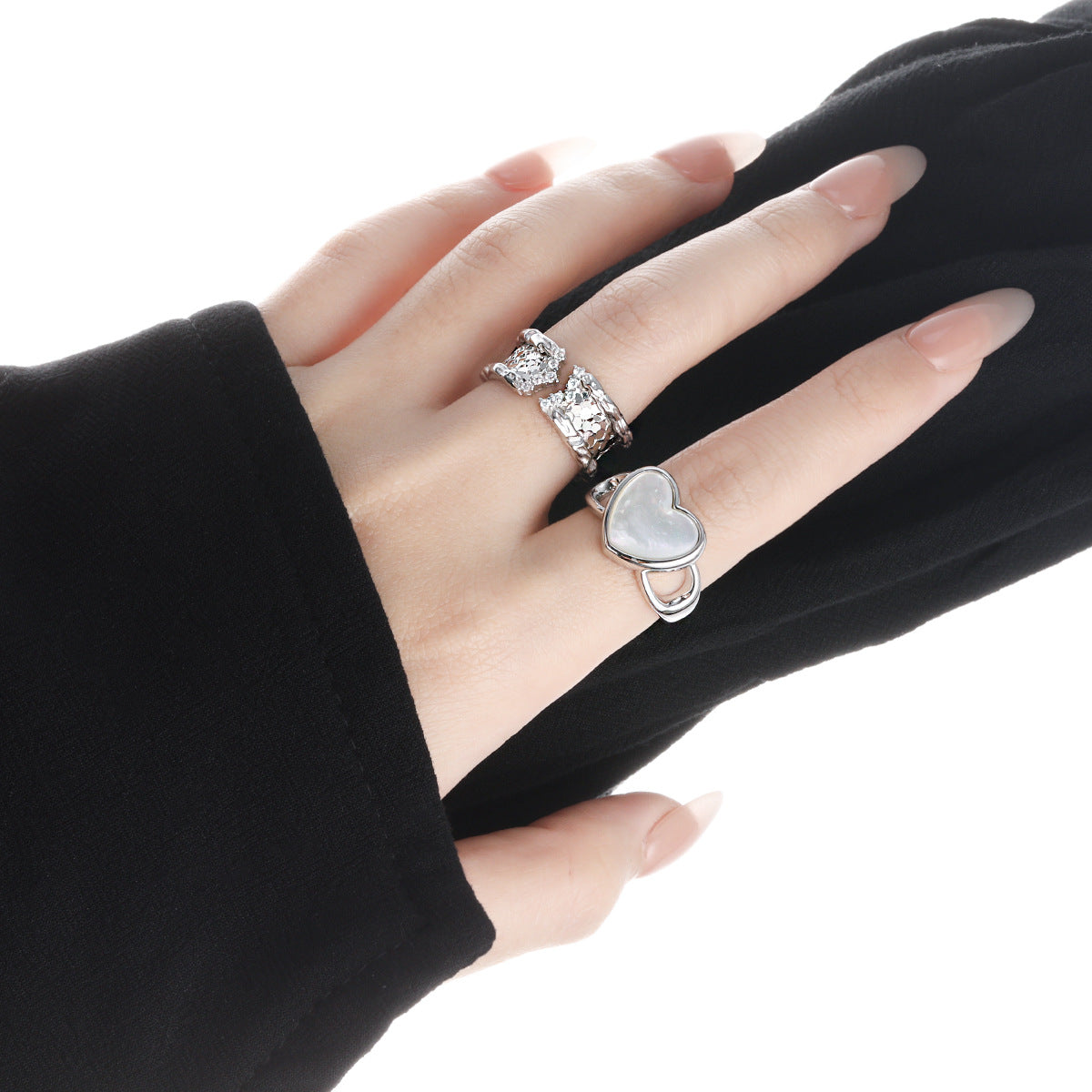 Textured Scale CZ Open Band Ring – image 5