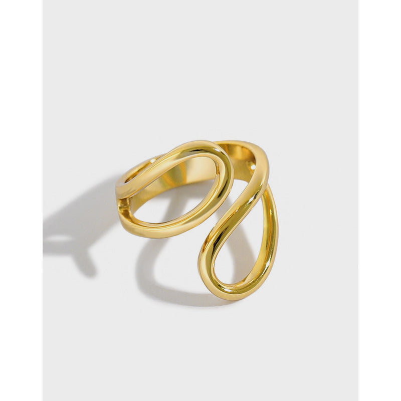 Sculptural Double Loop CZ Open Ring