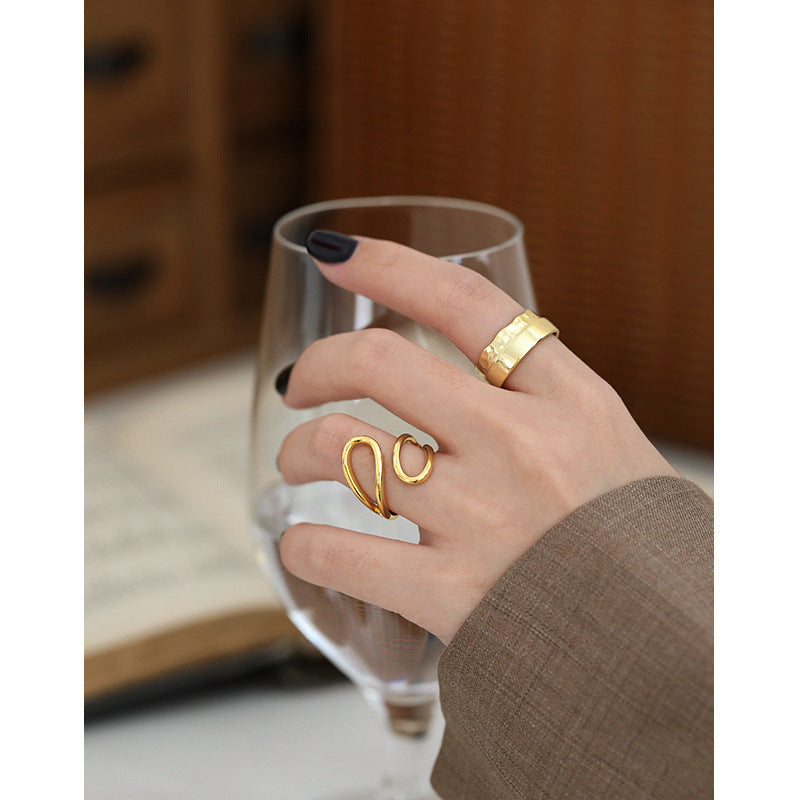 Sculptural Double Loop CZ Open Ring – detail view 3