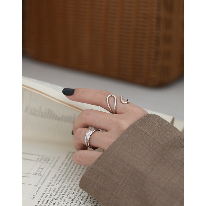Sculptural Double Loop CZ Open Ring – image 4