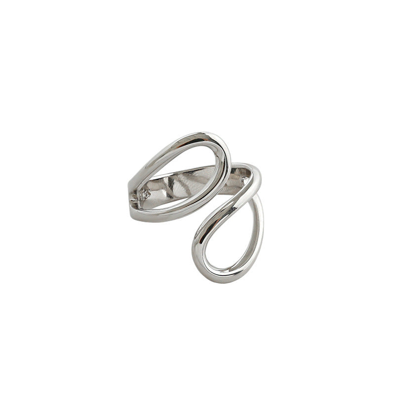 Sculptural Double Loop CZ Open Ring – image 5