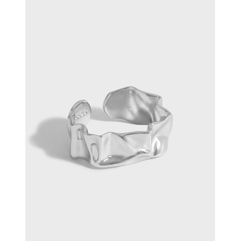 Sculptural Folded Metal Open Ring