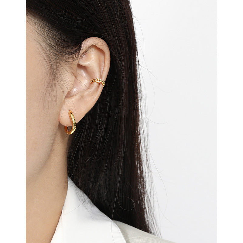 Sculptural Teardrop Huggie Hoop Earrings – image 5