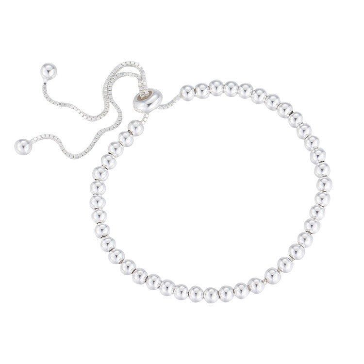Silver Bead Pullable Adjustable Bracelet