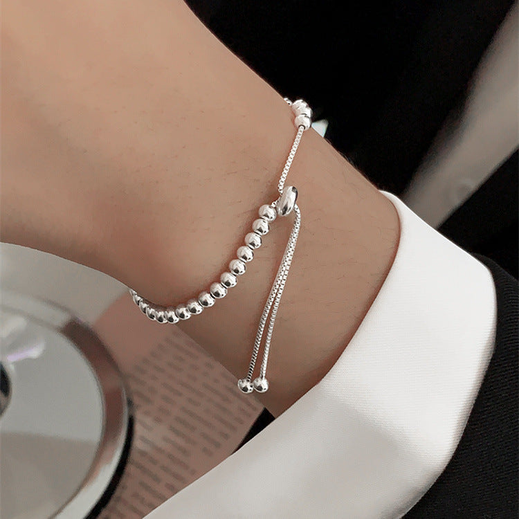 Silver Bead Pullable Adjustable Bracelet – detail view 3