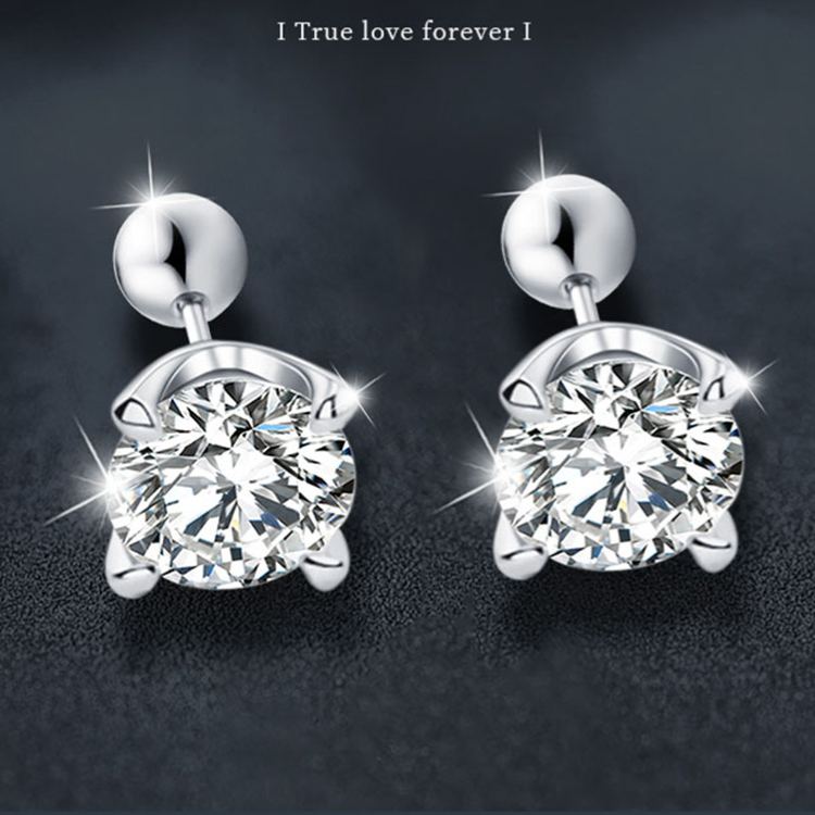 Four-Prong Threaded Moissanite Earrings