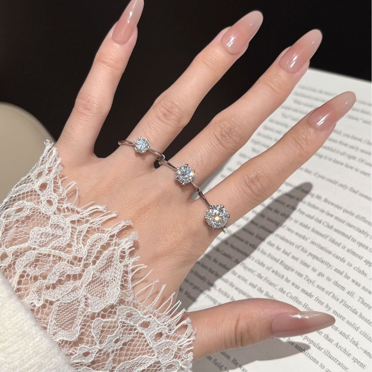 Six-Prong Moissanite Ring YCR669 – detail view 3