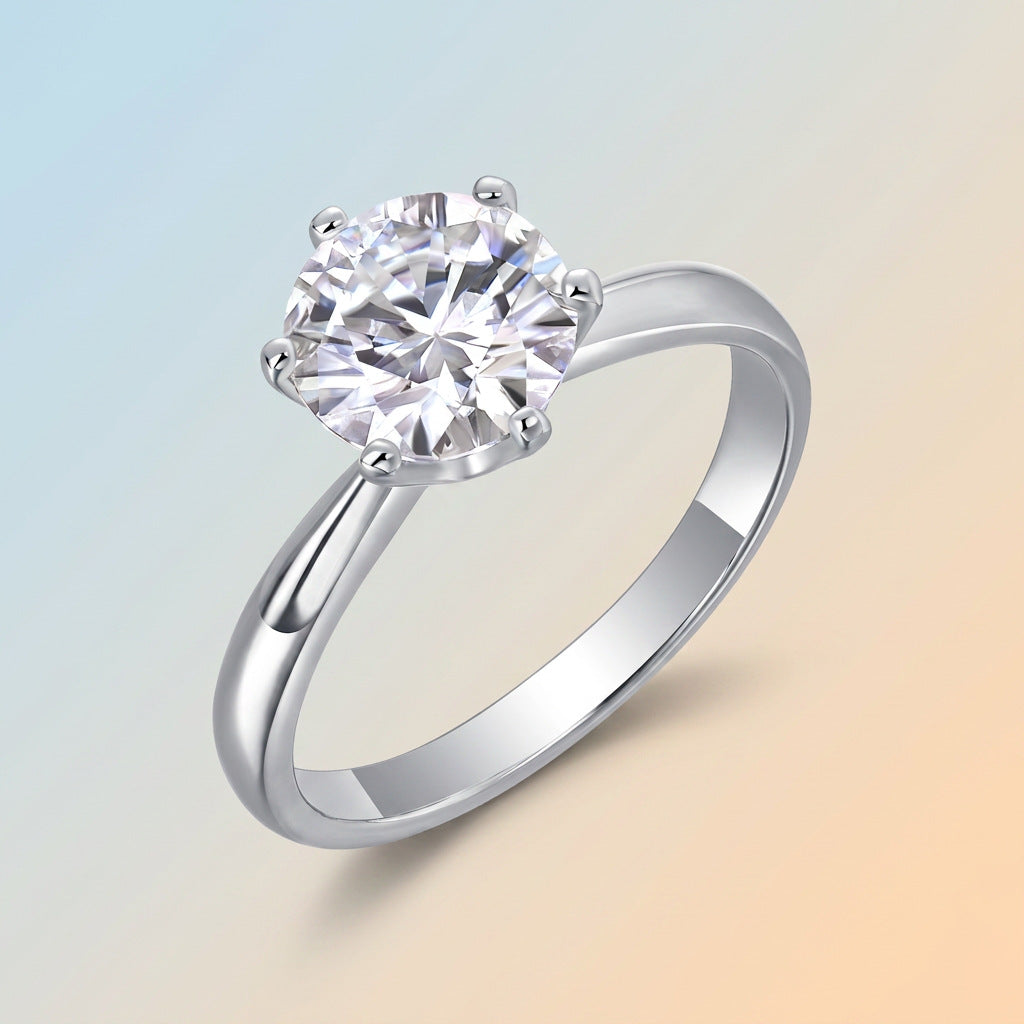 Six-Prong Moissanite Solid Band Ring – wholesale moissanite rings