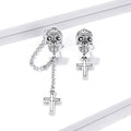 Skull and Cross Halloween Tassel Earrings