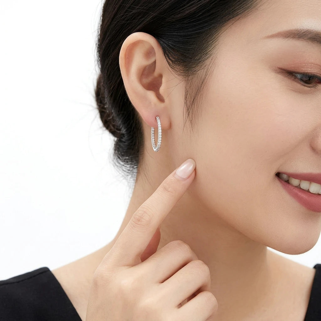 Slim Moissanite Hoop Stud Earrings – wholesale moissanite jewelry