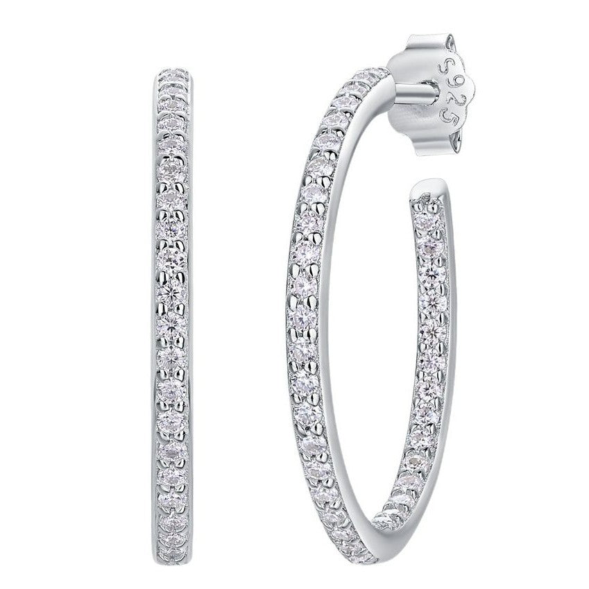 Slim Moissanite Hoop Stud Earrings – detail view 3
