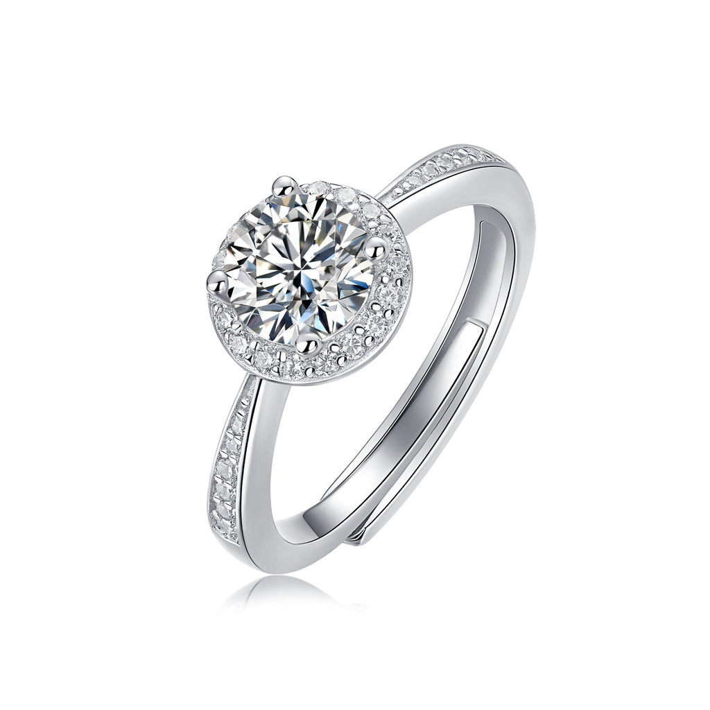 Small Square Adjustable Open Ring With Moissanite Halo Setting – image 8